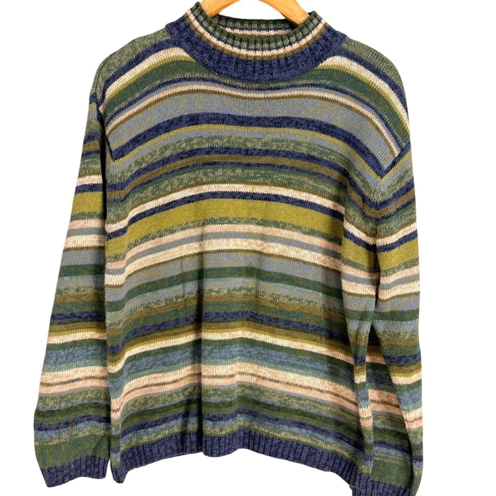 TIARA INTERNATIONAL Vintage Striped Mock Neck Sweater Women's Large